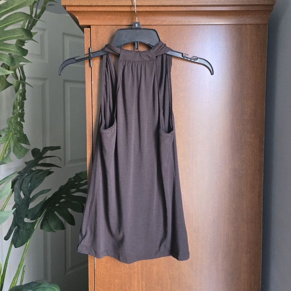 Gianni Bini Sleeveless Drape Front Top Brown Womens Medium - Picture 2 of 4